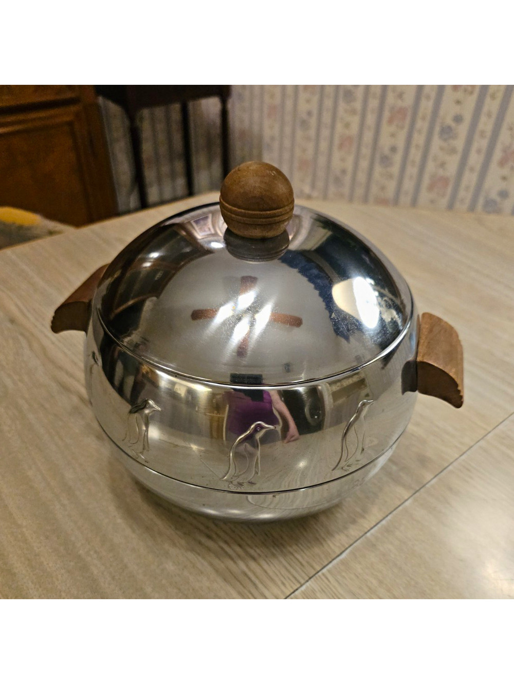 Vintage MCM Chrome "Penguin" Hot/Cold Server by West Bend